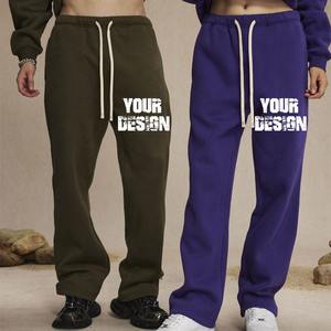 Pantalons de survêtement streetwear lourds, jambes larges, molleton, coupe décontractée, vierges pour marque privée - Product Image 2