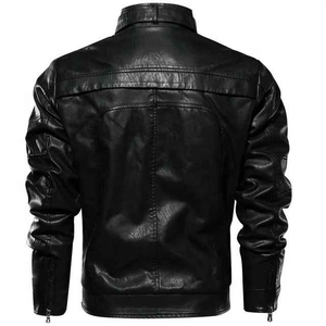 Chaqueta de cuero de motocicleta con estilo personalizado de calle alta, Vintage tela tejida de alta calidad, cuello levantado, cremallera frontal XS para otoño - Product Image 4