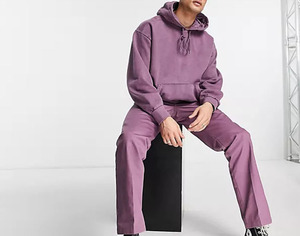 Venta al por mayor de ropa de calle personalizada de gran tamaño gota hombro algodón púrpura viento sudadera ácido lavado desgastado sudaderas con capucha para hombres - Product Image 4