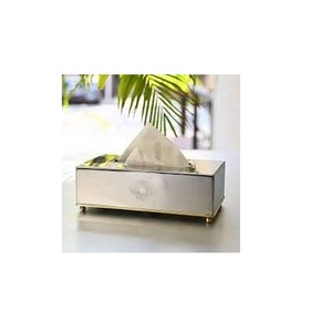 Caja de pañuelos Retro dorada para uso en salones y restaurantes, contenedor de pañuelos de latón, soporte para dormitorio y caja de pañuelos - Product Image 5