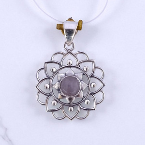 Colgante Piedra Preciosa Artesanal Plata de Ley 925 Auténtico Con Anillo de Plata con Piedras Naturales - Product Image 3