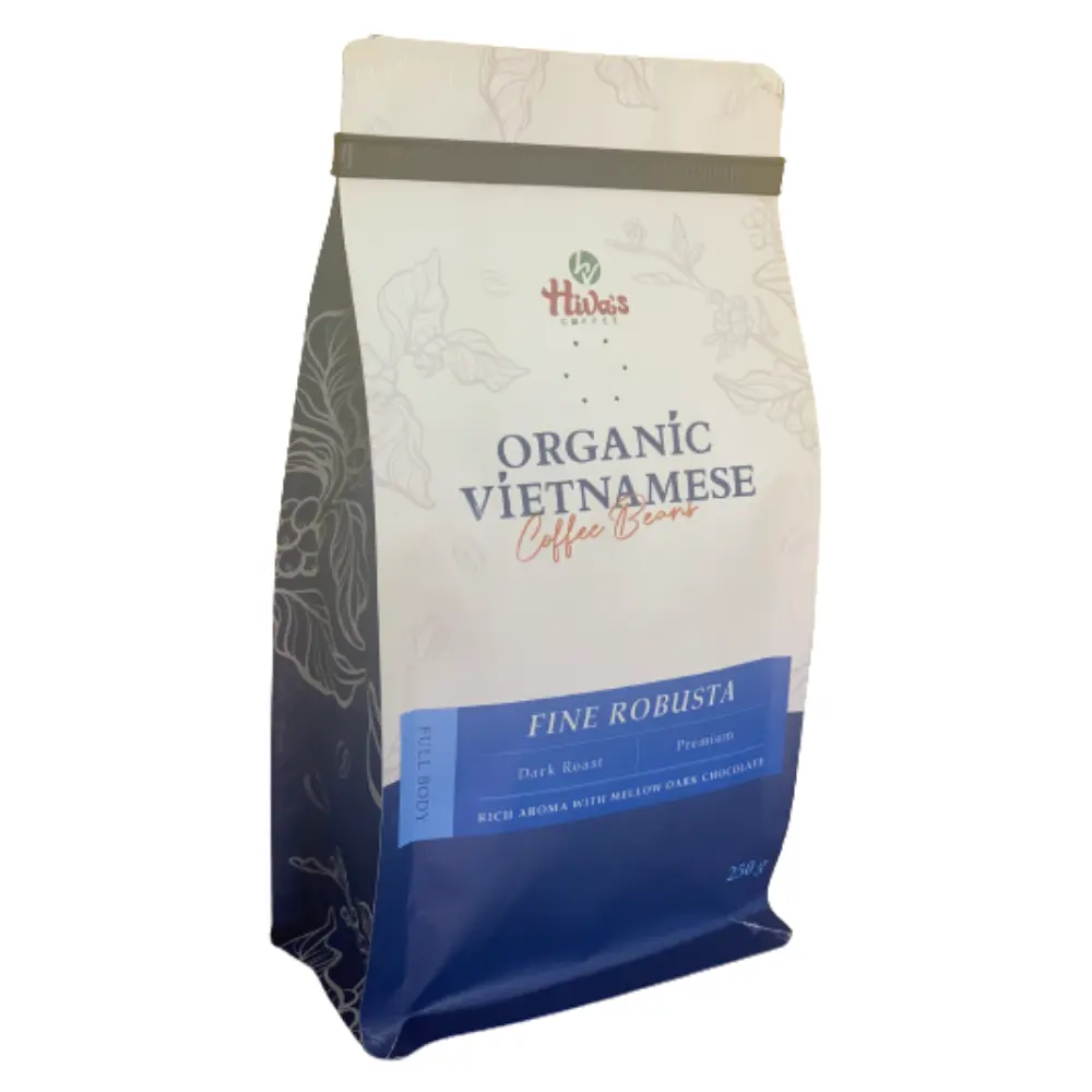 Cà Phê Việt Nam Tại Nhà Máy Thương Hiệu Cà Phê Hiva Hạt Cà Phê Rang Robusta 0.25Kg Đắng Mạnh, Toàn Thân, Sô Cô La OEM