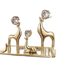 Vente chaude Art En Aluminium Artificielle Animal Cerf Statues en Or Revêtement Sculpture Élégante pour Bureau À Domicile Décor De Table