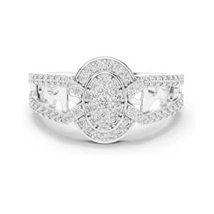 Bague ovale en diamant de laboratoire 0,694 CT sertie pavé pour femme, clarté VVS-VS EF, or 18 carats, 14 carats, 10 carats et argent 925, moissanite - Product Image 2