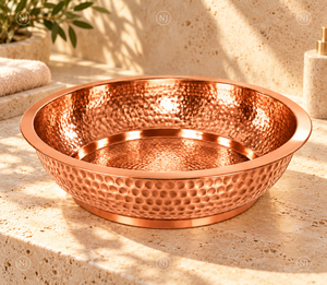 Bol de pédicure professionnel de luxe rond en cuivre écologique avec décor floral pour la maison, le salon et le spa - Product Image 3