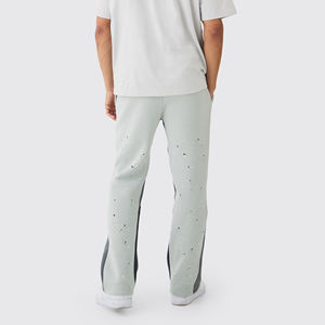 Color Block Men Sweatpants High Quality Custom Jogger Pants Thick Fleece Washed Solid Color Wild Leg Pants Baggy men's pants - Product Image 3