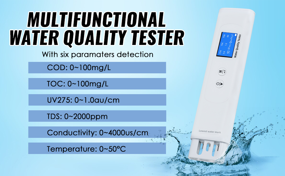 FeelGlad Water Quality Tester, Digital TDS Meter, EC Meter And Temperature Meter 3 In 1, 0-9990ppm, Ideal Water Test Meter For Hydroponics, Ro System, Pool, Aquarium, Spa And Water Hardness - View #2