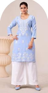 Rayón bordado Kurti con Jacquard Dupatta Set Colección Ropa india y pakistaní hecha a mano - Product Image 2