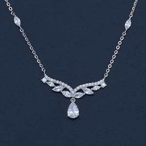 92.5 Silver <b>Necklace</b> 180766 Trendy Link Chain with Diamond Gold & Rhodium Plating Christian Religious for Wedding & Gift - Product Image 1