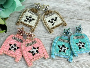 Pendientes de cuentas para mujer hechos con cuentas de vidrio 100% t, diseño elegante, ligeros y perfectos para ocasiones informales y formales. - Product Image 4