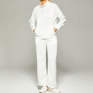 Conjunto Deportivo de Invierno para Hombre de 2 Piezas, Personalizable, Transpirable, Sudadera con Media Cremallera y Pantalones Deportivos Acampanados, Chándal Unisex 100% Algodón - Product Image 5