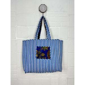 Bolsa de Mano Grande Reversible Acolchada de Terciopelo y Algodón, Estilo Boho, Ecológica, Resistente, para Compras, Playa y Fines de Semana, Color Ocre - Product Image 5