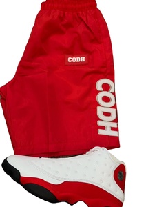 <b>Men's</b> Spring Streetwear 2-Piece Sweat Suit PVC Rubber <b>Patch</b> Logo 100% Polyester Zipper Hoodie Windbreaker <b>Shorts</b> Set Front Logo - Product Image 3