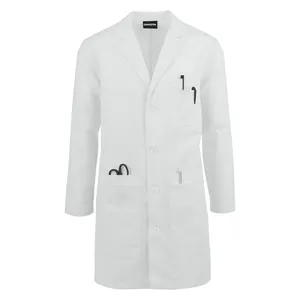 Bán buôn mềm dài tay áo thoáng khí unisex đa túi áo khoác phòng thí nghiệm bác sĩ Đồng phục áo khoác