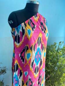 Fait à la main écologique indien 100% pur coton robe avec main bloc imprimé épaule femmes Vintage fête été porter lavable - Product Image 3