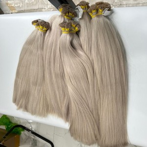 BLONDE BLEND HIGHLIGHTS CABELLO RUSO K U I V PUNTA PLANA QUERATINA COLORES DE CALIDAD PREMIUM TONOS EXTENSIONES DE CABELLO HUMANO ESLAVICO - Product Image 4