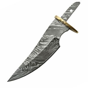 ใบมีดดามัสกัสเหล็กล่าสัตว์ปลอกหนังสีน้ำตาลงาน DIY ปรับแต่งได้ - Product Image 1