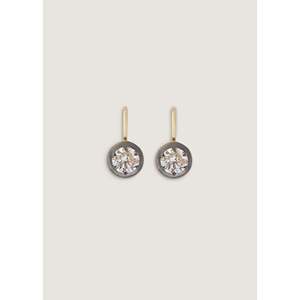 Rosette Black Rhodium Round Diamond <b>Earrings</b> - Product Image 3
