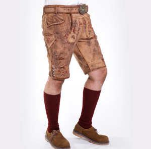Elegante Lederhosen bávaro para hombres Pantalones cortos de cuero de gamuza de cabra genuina para hombres - Product Image 4