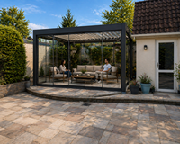 Casas Modernas de Paneles Sándwich con Cerramiento de Vidrio, Casa Prefabricada con Patio, Espacio de Vida al Aire Libre, Diseño Rectangular Impermeable