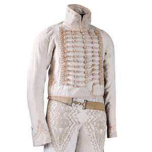 Chaqueta de Hussar de lana blanca hecha a mano Chaqueta de Hussar de lana negra hecha a mano Traje rojo Chaqueta ceremonial de trenza dorada - Product Image 3