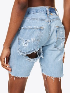 Short en denim élégant de qualité supérieure pour femmes, mode décontractée, style déchiré, look de petit ami fantastique pour la taille d'été - Product Image 2
