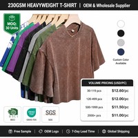 Kaos Pria 230 GSM Heavyweight 100% Katun Loose Fit Polos Vintage Streetwear Tee OEM Custom Grosir