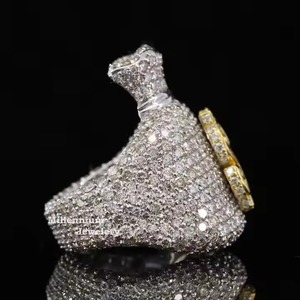 Anillo de bolsa de dólar de Hip Hop de lujo de moissanita de 7,08 quilates hecho en India con anillo de moda diseñado a la moda a la venta - Product Image 4