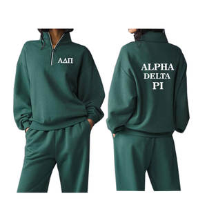 Top Design Alpha Delta Pi hiver sweat femmes col rond goutte épaule à manches longues Campus porter fraternité sweat - Product Image 4