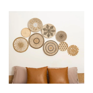 Algues tissées rondes de plaque chauffante, tenture murale de fond de jonc de mer adaptée à la décoration murale de salon de ménage - Product Image 5