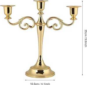 Centro de mesa de metal para decoración de bodas Candelabro de metal dorado con pantalla acrílica - Product Image 2