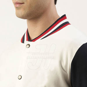 Chaqueta con letras ajustada hecha a medida de alta calidad para hombre, chaqueta con cuello levantado de lona transpirable, recién llegado, chaquetas con letras al por mayor - Product Image 5