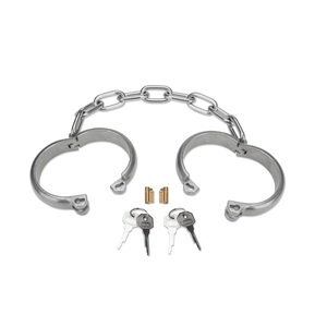 Stainless Steel <b>Bondage</b> Ankle Cuffs Lock for BDSM Metal Gear Restraints Kinky Ankle Cuffs with Chain - Product Image 5