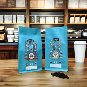 AT PACK Sac de café personnalisé 250g 500g 1kg Sac d'emballage debout à fond plat Sacs de café colombien avec valve et fermeture éclair - Product Image 4