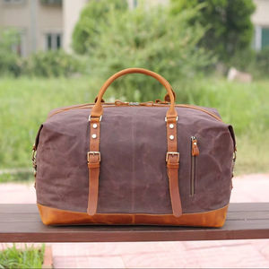กระเป๋าเดินทางผ้าใบหนังสไตล์วินเทจพร้อมที่จับเสริมกระเป๋าเดินทางขนาดใหญ่สำหรับสุดสัปดาห์ LCTB-0066 - Product Image 1
