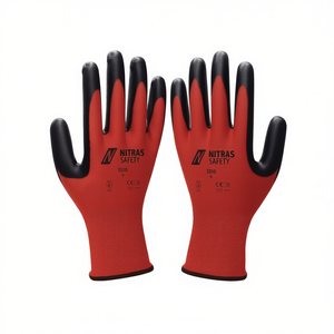 Gants en mousse de nitrile NITRAS taille 8 rouge/noir EN 388 Catégorie II EPI, gants de jardin en nylon et équipement de protection, lot de 12 - Product Image 3