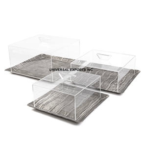 Plateau à chocolat carré en métal avec couvercle en acrylique Plateau à chocolat fait main de haute qualité Plateau à chocolat fantaisie élégant et classique - Product Image 2