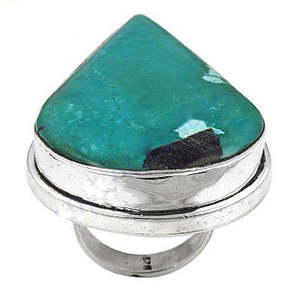 925 <b>Silver</b> Turquoise Gemstone Ring Bohemia Style <b>Women's</b> Gift Jewelry From Rajasthan - Product Image 1