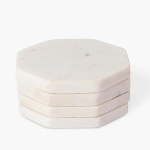 White Marble Stone <b>Coasters</b> Set for Kitchen Dining <b>Table</b> Decoration and Modern Home Use - Product Image 1