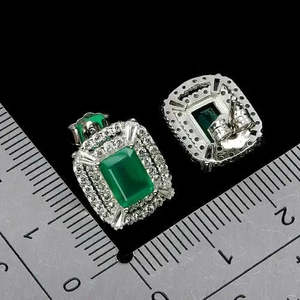 AAA+ Quality 925 <b>Sterling</b> <b>Silver</b> Earrings Octagon Aventurine 7x5mm Natural Gemstone Jewelry Cus-Jew69 - Product Image 3