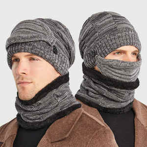 Hommes 3 Pièces Beanie Hat Scarf Knitted Mask Sets ce bonnet vous garde au chaud si vous skiez - Product Image 1