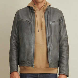 Top Design 100% Chaqueta de cuero de alta calidad para hombres Manga completa con forro de piel Personalizable Precio razonable para el invierno - Product Image 1