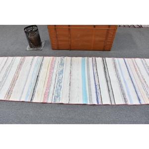 2.5x11.2 ft <b>Rug</b>, <b>Runner</b> Vintage <b>Rug</b>, White Kilim Southwestern <b>Rug</b> - Product Image 3