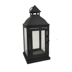 Bougeoir lanterne en métal et verre avec lanterne en fer fini noir avec poignée pour décoration de mariage à la maison et au bureau - Product Image 1