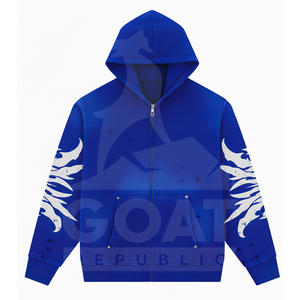 Sudadera con Capucha Desgastada y Lavada, Corte Regular, Estilo Urbano Vintage, Estampado Gráfico Personalizado, Invierno, Tinte Liso, Hip Hop, Y2k - Product Image 2