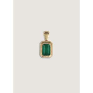Lyra <b>Emerald</b> Cut <b>Pendant</b> with Ruby Rhodium Plated White Gold & Rose Gold Bezel Set Religious Charm - Product Image 1