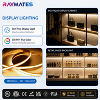 Lampu Strip LED COB Tanpa Titik RAYMATES Harga Pabrik CRI 90 DC24V Fleksibel untuk Pencahayaan Kabinet Ruang Tamu