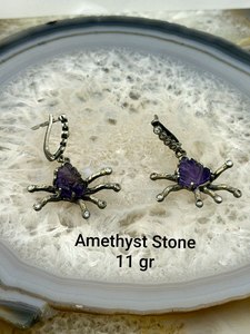 Pendientes de Plata de Ley Hechos a Mano con Cuarzo, 9.5g, Joyería Moderna y Elegante con Piedras Preciosas para Mujer - Product Image 3