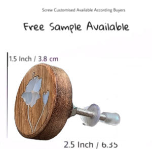 Industrial Style Handicrafts <b>Wooden</b> Mother of Pearl Inlay Flower Etched Knobs & Pulls <b>Handle</b> for Kitchen Drawer Wardrobe Bedroom - Product Image 3