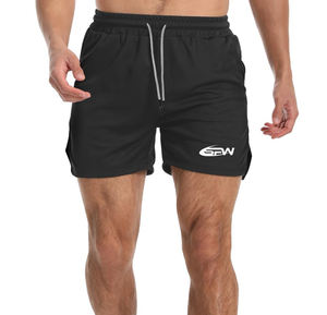 Short de sport streetwear pour homme, coupe décontractée, tissu en coton mélangé à séchage rapide avec poches, idéal pour la salle de sport, vêtements décontractés à la mode - Product Image 1